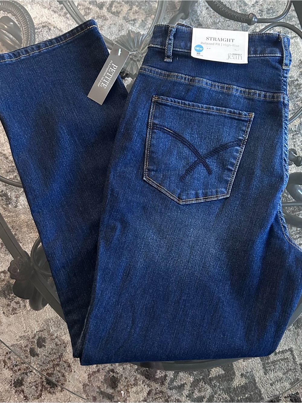 Christopher & Banks Straight High- Rise Dark Blue Jeans
